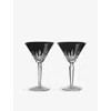 Waterford Lismore Diamond Set Of 2 Black Lead Crystal Martini Glasses