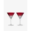 Waterford Lismore Set Of Two Crystal-glass Martini Glasses 220ml In Red
