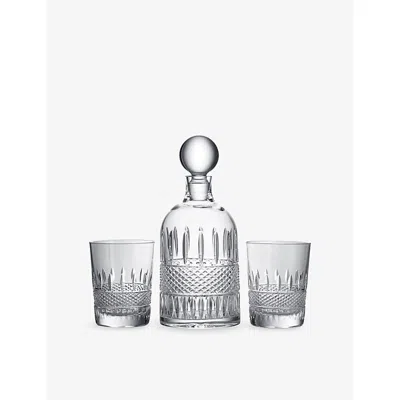Waterford Mastercraft Irish Lace Crystal-glass Decanter Set In Transparent