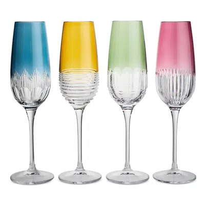 WATERFORD MIXOLOGY COLOR CHAMPAGNE FLUTES, SET OF 4