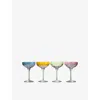 Waterford Mixology Mixed Large Coupe Crystal Glasses 280ml Set Of Four In Multi