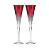 Waterford New Year Celebration Red Flute, Set Of 2