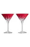 Waterford New Year Firework Set Of 2 Martini Glasses In Red