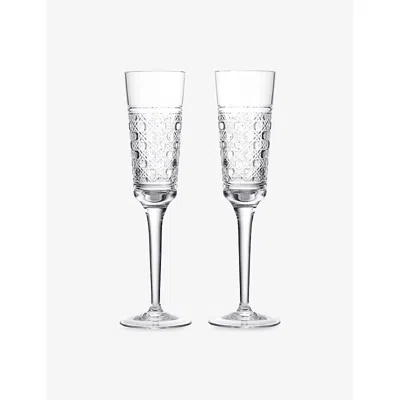 WATERFORD OPULENCE FLUTE CRYSTAL GLASS FLUTES SET OF TWO