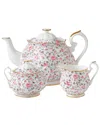 Waterford Rose Confetti 3pc Teapot Sugar Cream Vintage Set