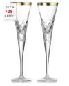 Waterford Set Of 2 Celebrations Toasting Flutes With $25 Credit In Transparent