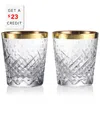Waterford Celebrations Gilded Gold Crystal Glass Tumblers Set Of Two In Transparent