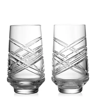 Waterford Set Of 2 Crystal Aran Hiball Glasses In Clear