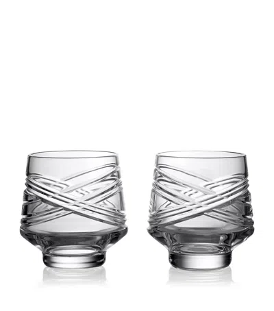 Waterford Set Of 2 Crystal Aran Tumblers In Clear