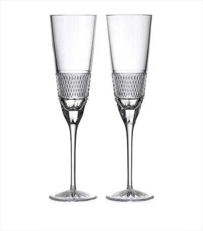 Waterford Set Of 2 Crystal Copper Toast Flute Glasses In Clear