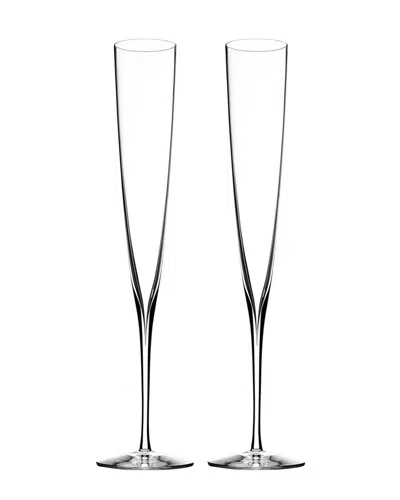 Waterford Set Of 2 Elegance Champagne Trumpet Flutes Glasses In Transparent