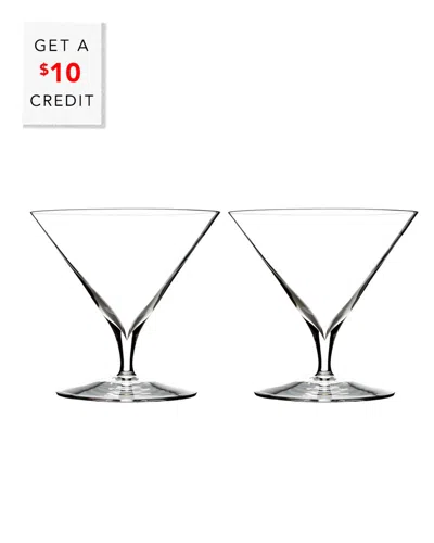 Waterford Set Of 2 Elegance Martini Glasseswith $10 Credit In Transparent