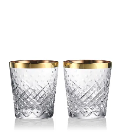 WATERFORD WATERFORD SET OF 2 GILDED CRYSTAL CELEBRATIONS TUMBLERS