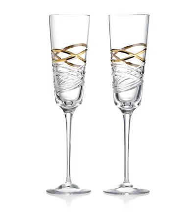 Waterford Glass Mastercraft Aran Flute Gilded In Transparent