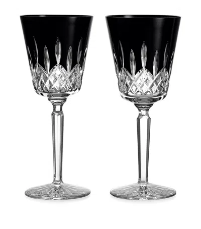 WATERFORD SET OF 2 LARGE LISMORE BLACK GOBLET GLASSES