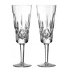 Waterford Lismore Crystal Glass Flute 225ml Set Of Two In Clear