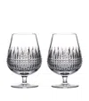 Waterford Set Of 2 Lismore Diamond Brandy Balloon Glasses In Clear