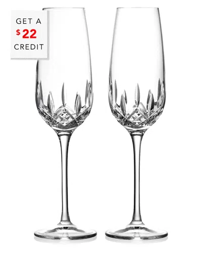 Waterford Set Of 2 Lismore Essence Flutes With $22 Credit In Animal Print