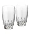 Waterford Lismore Essence Set Of 2 Lead Crystal Double Old-fashioned Glasses In Clear