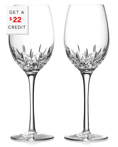 Waterford Set Of 2 Lismore Essence White Wine Glasses In Transparent