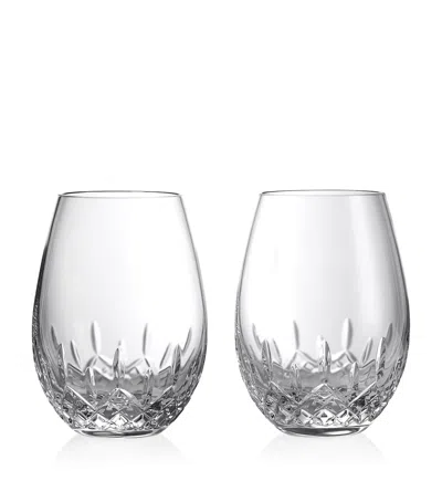 Waterford Set Of 2 Lismore Essence Stemless Red Wine Glasses In Clear
