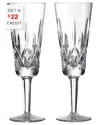 Waterford Lismore Crystal Glass Flute 225ml Set Of Two