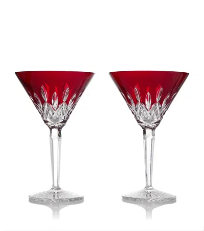 Waterford Set Of 2 Lismore Red Martini Glasses In Multi