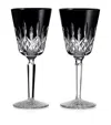 Waterford Set Of 2 Medium Lismore Black Goblet Glasses In Black