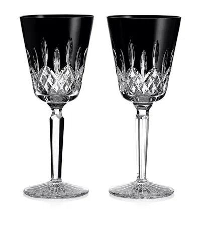 Waterford Set Of 2 Medium Lismore Black Goblet Glasses