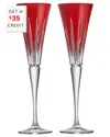Waterford New Year Firework Flutes, Set Of 2 In Red