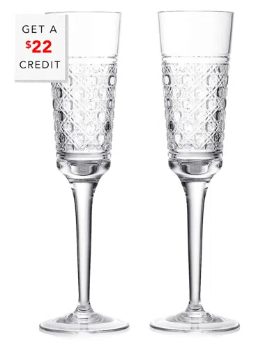 Waterford Set Of 2 Opulence Fluteswith $22 Credit In Transparent