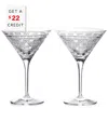 Waterford Opulence Set Of 2 Lead Crystal Martini Glasses