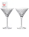 Waterford Opulence Set Of 2 Lead Crystal Martini Glasses In Transparent