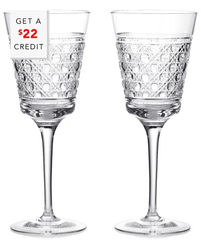 Waterford Set Of 2 Opulence White Wine Glasseswith $22 Credit In Transparent