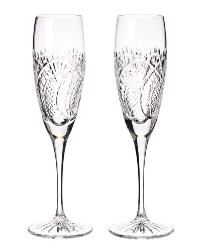 Waterford Set Of 2 Seahorse Champagne Flutes In Transparent