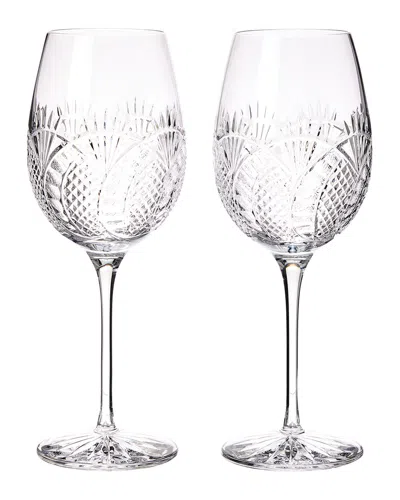 Waterford Set Of 2 Seahorse Wine Glasses In White