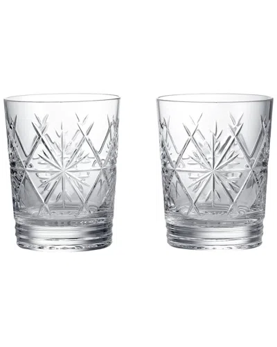 Waterford Set Of 2 Winter Wonders Snowflake Double Old Fashioned Glasses In Transparent