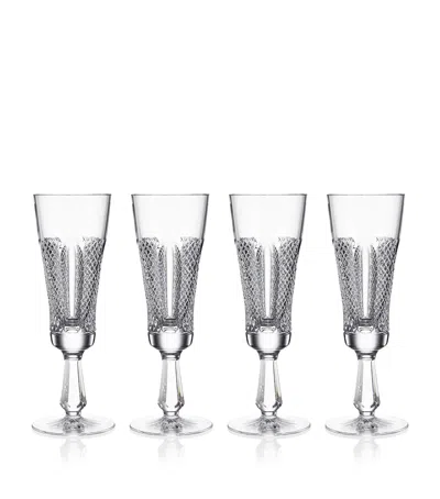 Waterford Set Of 4 Crystal Hibernia Mastercraft Champagne Flutes In Clear