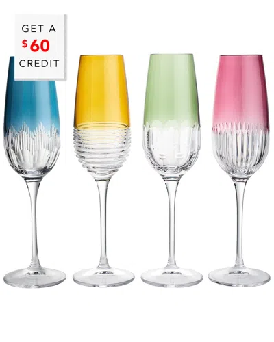 WATERFORD WATERFORD SET OF 4 MIXOLOGY COLOR FLUTES WITH $60 CREDIT