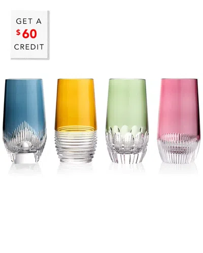 Waterford Set Of 4 Mixology Color Highballs With $ In Multi
