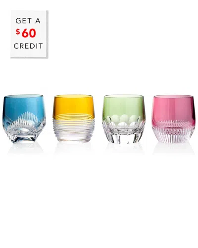 Waterford Set Of 4 Mixology Color Tumblers With $6 In Multi
