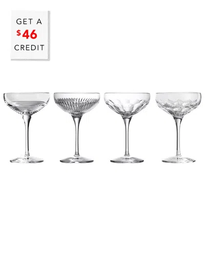 Waterford Set Of 4 Mixology Large Mixed Coupes With $46 Credit In Transparent