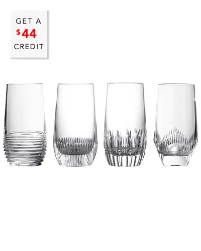 Waterford Set Of 4 Mixology Mixed Hiballs With $44 Credit In Transparent