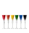 Waterford Set Of 6 Crystal Firework Champagne Flutes