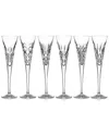 Waterford Set Of 6 Heritage Mixed Pattern Toasting Flutes In Transparent