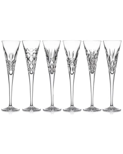 Waterford Set Of 6 Heritage Mixed Pattern Toasting Flutes In Transparent
