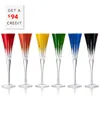 Waterford New Year Firework Champagne Flute Glasses, Set Of 6 Mixed In Multicolor