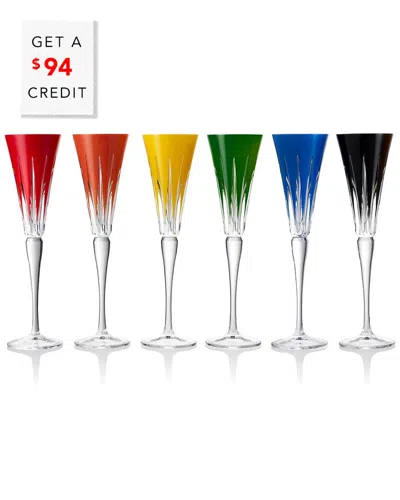 WATERFORD WATERFORD SET OF 6 NEW YEAR FIREWORK MIXED FLUTES WITH $100 CREDIT