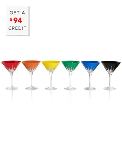 Waterford Set Of 6 Crystal Firework Martini Glasses In Multicolor