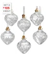 Waterford Winter Wonders Baubles Holly, Set Of 6 In Clear